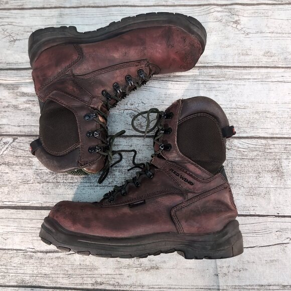 Red Wing Waterproof Leather Work Boots Brown Vibram Sole – Men’s 10 D - Picture 7 of 9